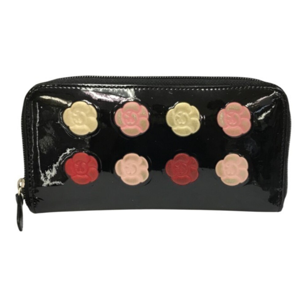 CHANEL Chanel Long Wallet Bi-fold Enamel Black T1